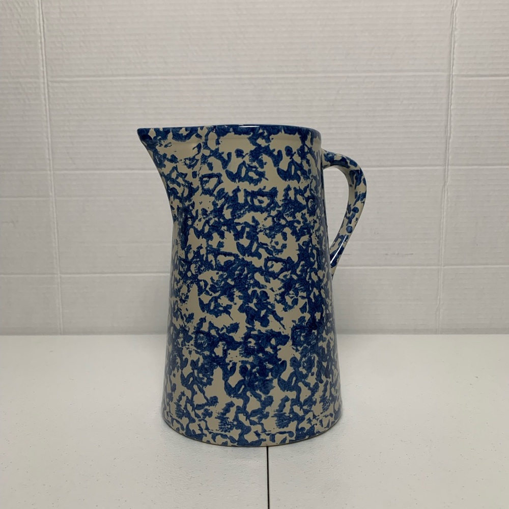 Vintage 1960s Sears Vincent Price National Treasures Blue Sponge Ware Pitcher